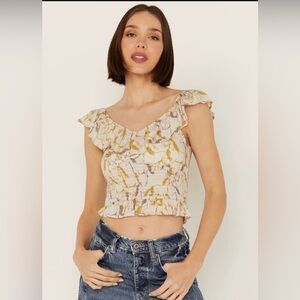 Rock & Roll Denim Women Horse Print Tank Sz M Beige/Olive Western Inspired